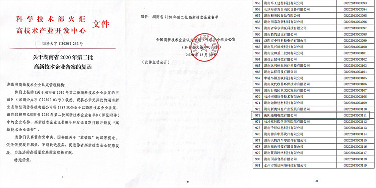 湖南省2020年高新技術(shù)企業(yè)名單-衡陽通用電纜有限公司